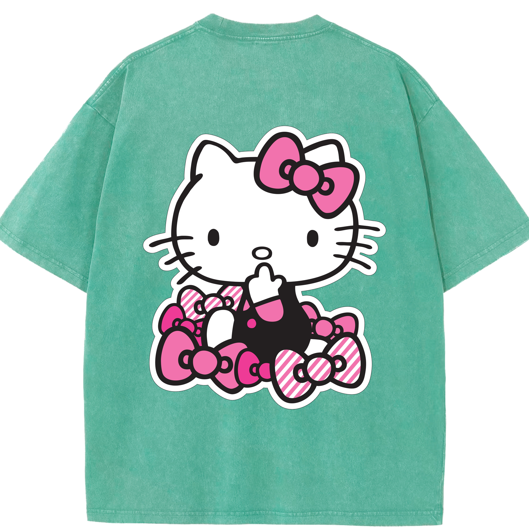 （画像用） Hello Kitty ハローキティ 綿100% ヴィンテージ風 半袖Tシャツ（背面プリント）
